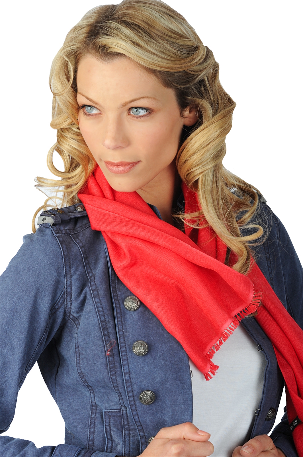 Cashmere & Silk accessories scarf mufflers scarva flashing red coral 170x25cm
